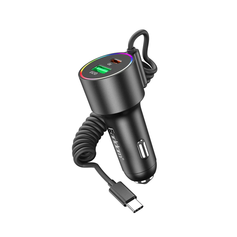 شارژر فندکی 83 وات دو پورت ارلدام مدل CC44 به همراه کابل USB-C