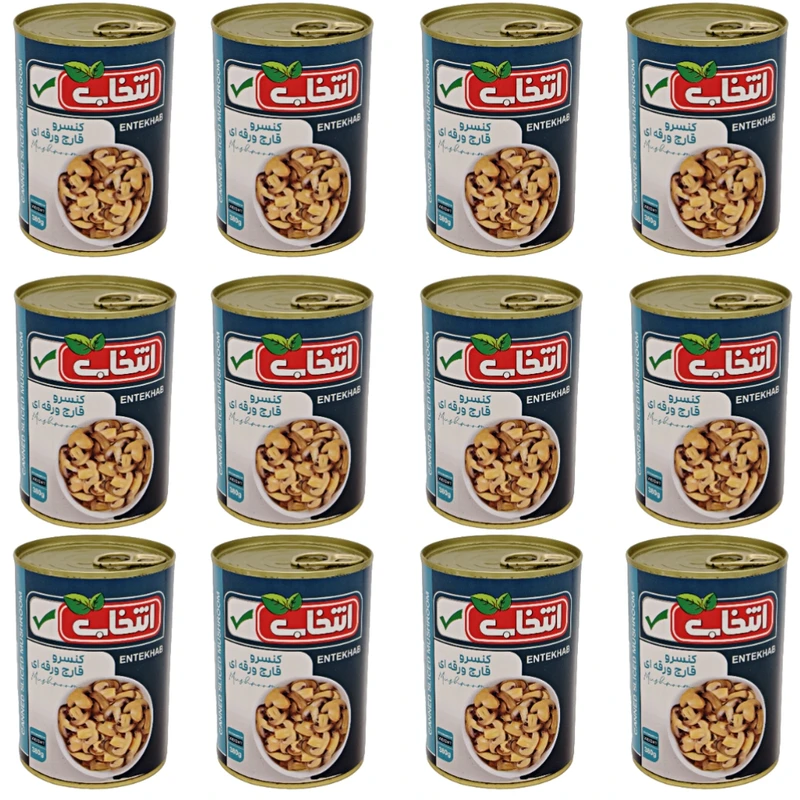 کنسرو قارچ خردشده انتخاب - 380 گرم بسته 12 عددی