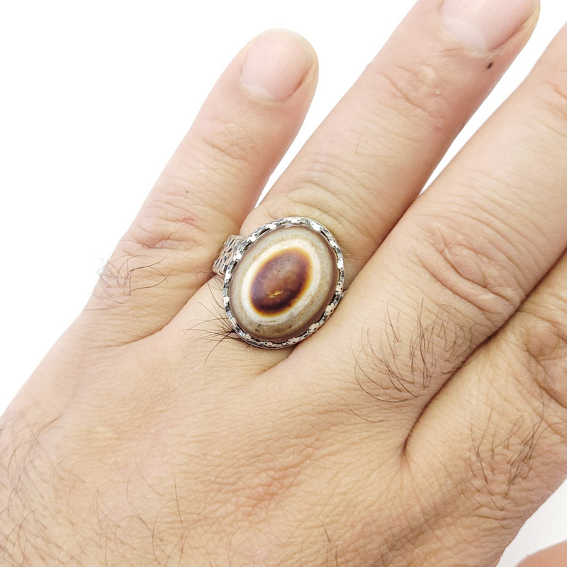 انگشتر نقره مردانه مدل عقیق سه پوست کد 45137