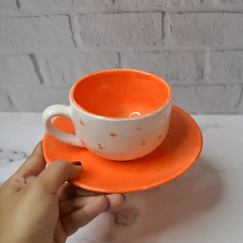 ست فنجان نعلبکی سرامیکی طرح گل دار