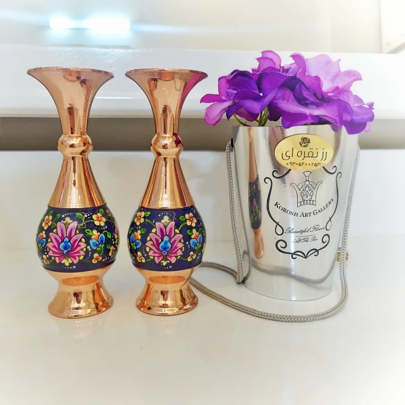 عکس شماره 2 : گلدان مسی مدل پرداز کد 1604 بسته دو عددی