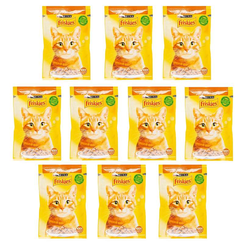 غذای پوچ گربه فریسکیز مدل chicken وزن85 گرم بسته 10 عددی