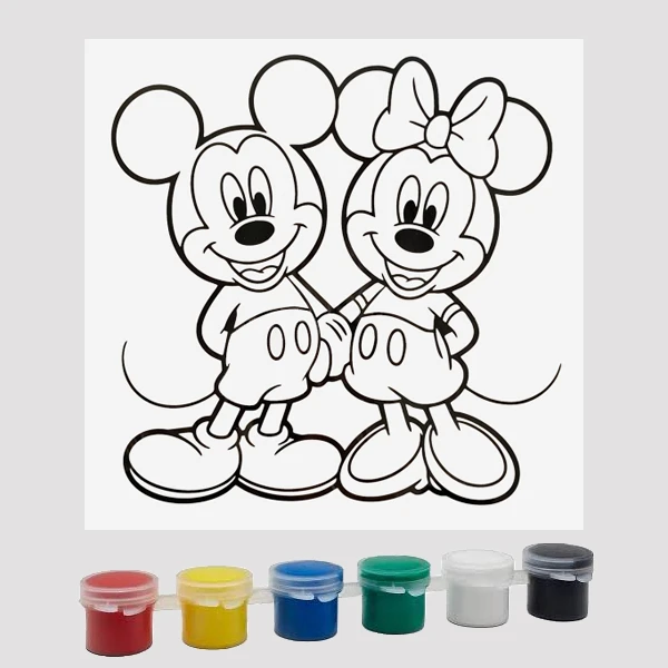 بوم نقاشی مربع مدل Micky Mouse سایز 20 × 20 سانتی‌متر به همراه پالت رنک