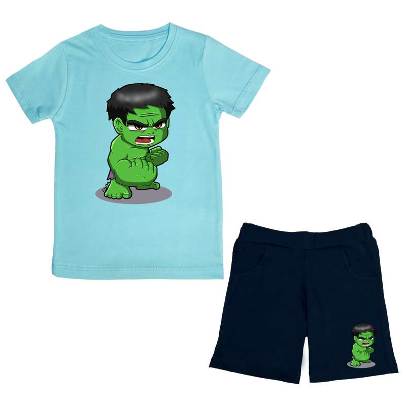 ست تی شرت و شلوارک پسرانه مدل hulk BL