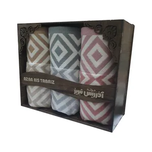 حوله دستی آذرریس تبریز مدل Shahmat سایز 40x80 سانتی متر بسته 3 عددی