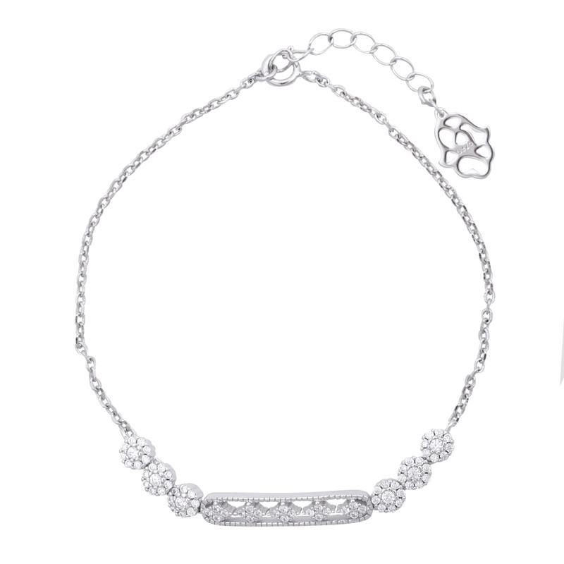 دستبند نقره زنانه مدل گل کد B3200