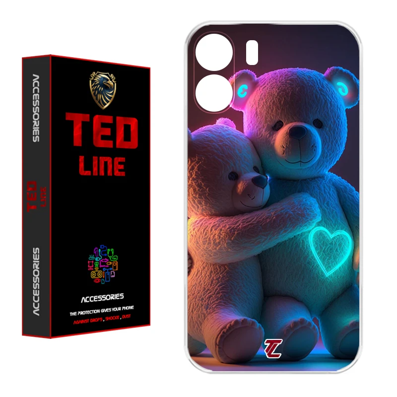 کاور تد لاین طرح خرس عاشق کد 1112 مناسب برای گوشی موبایل شیائومی Redmi 13C / Poco C65