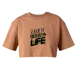 کراپ‌تاپ آستین کوتاه زنانه مدل LIFE کد L32 K