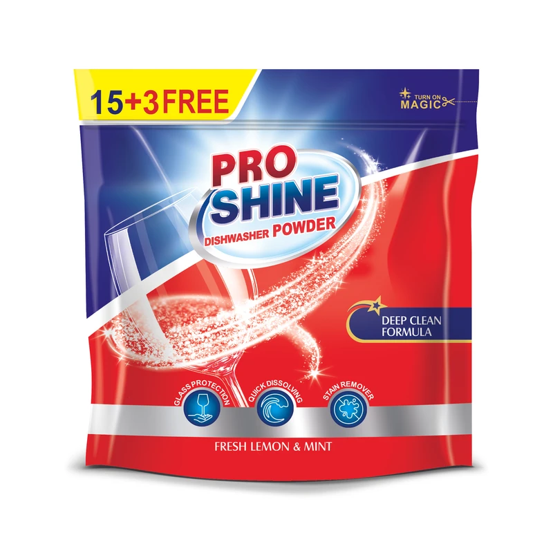 پودر ماشین ظرفشویی پروشاین مدل DEEP CLEAN FORMULA وزن 540 گرم به همراه 3 ساشه هدیه