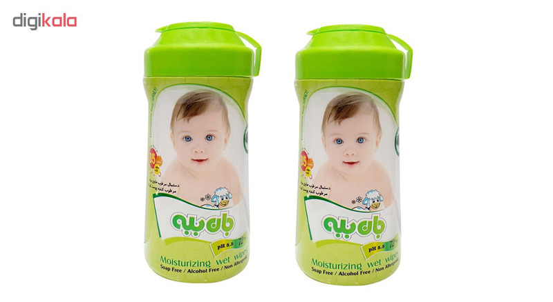 دستمال مرطوب جان ببه حاوی روغن آووکادو بسته 72 عددی مجموعه 2 عددی