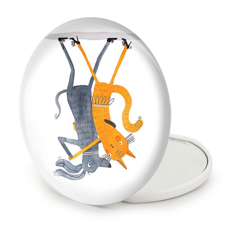 آینه جیبی خندالو طرح گربه و سگ مدل تاشو کد 5236