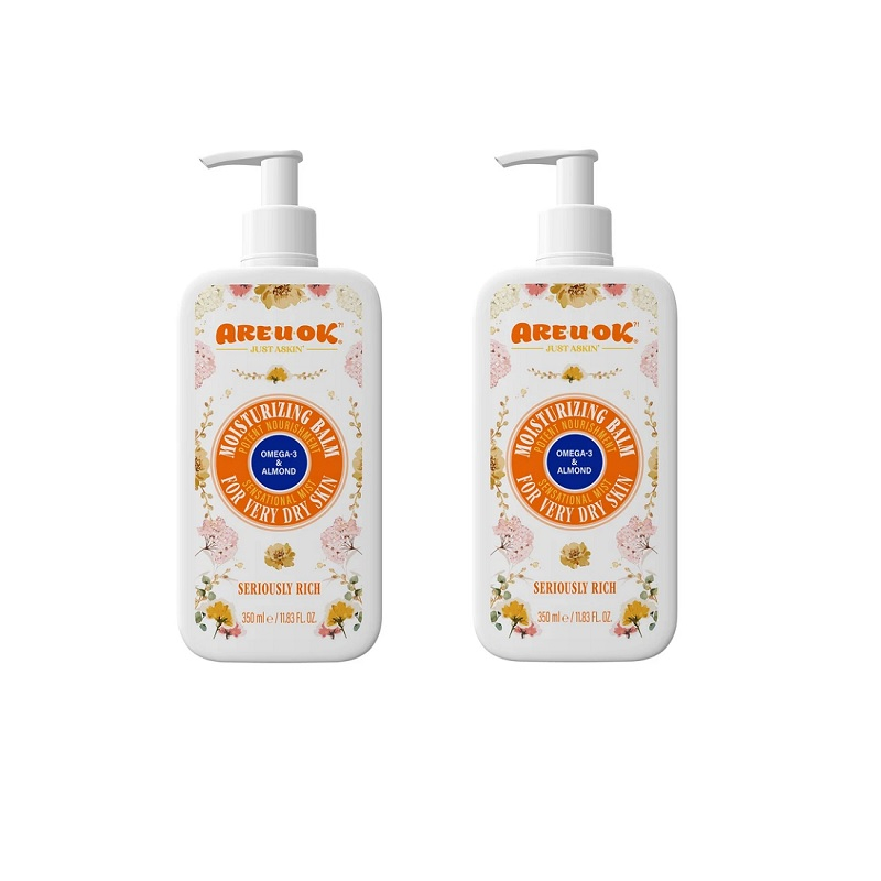 بالم مرطوب کننده آریواُکی مدل OMEGA-3 AND SWEET ALMOND OIL مناسب پوست های بسیار خشک حجم 350 میلی لیتر مجموعه 2 عددی