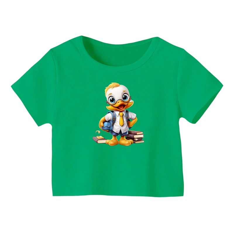 کراپ‌ تی‌شرت آستین کوتاه زنانه مدل اردک 04