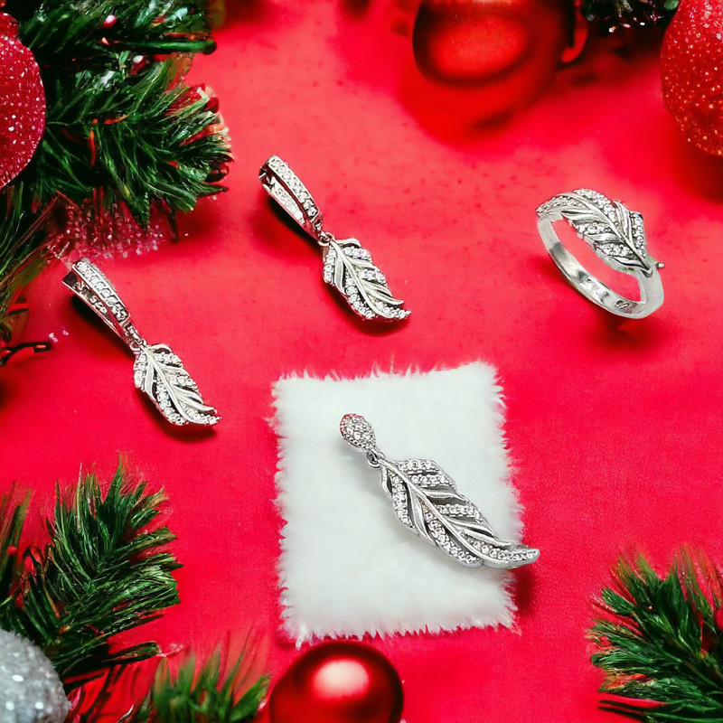 نیم ست نقره زنانه مدل برگ مبینا 0124