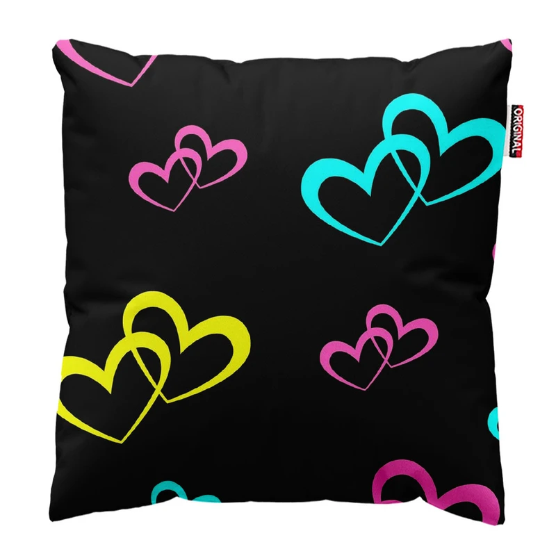  کوسن پاد آفرین طرح قلب های رنگی عشق کد 1882 سایز 30*30 سانتی متر