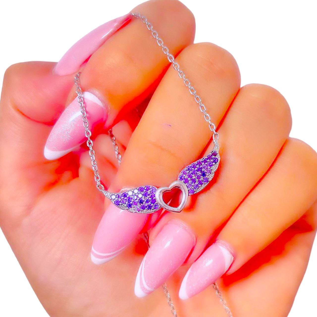 گردنبند نقره زنانه مدل قلب نگین دار