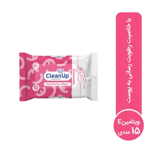 دستمال مرطوب پاک کننده دست و صورت کلين آپ مدل Nourishing بسته 15 عددی	