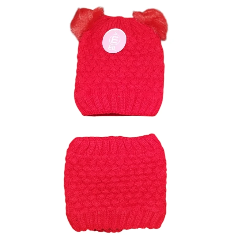 ست کلاه و شال گردن بافتنی دخترانه مدل EIL1009