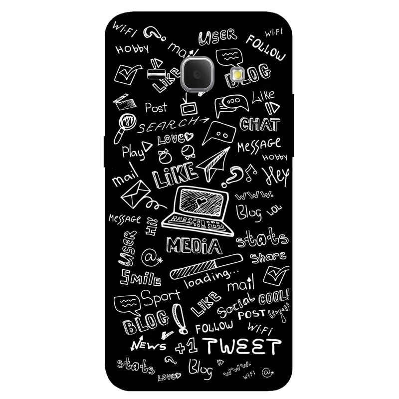 کاور مگافون طرح رسانه های اجتماعی مدل 1898 مناسب برای گوشی موبایل سامسونگ Galaxy J1 2016 / J120         