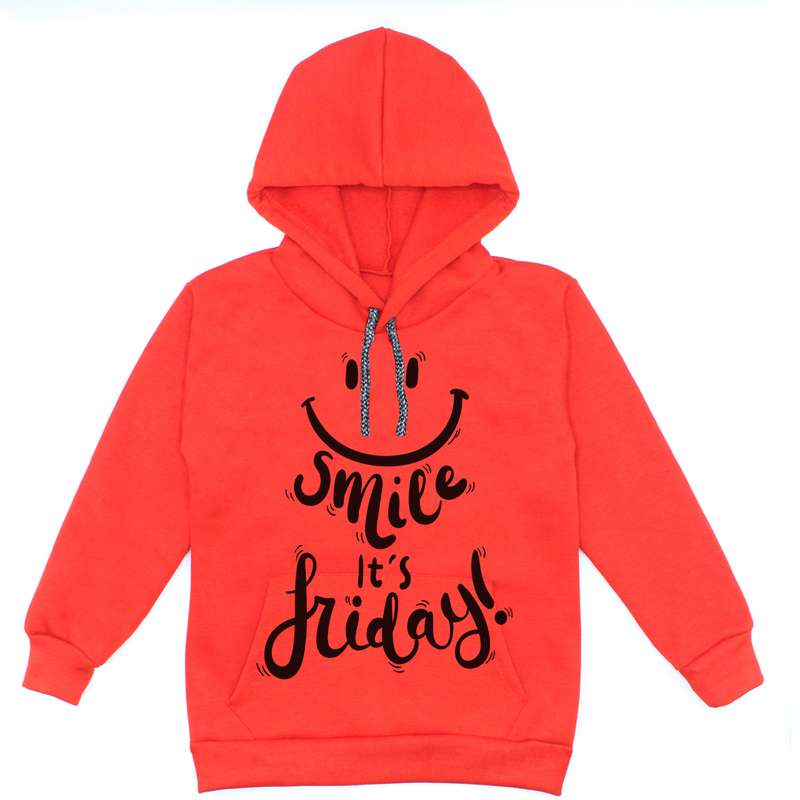 هودی دخترانه مدل A63 SMIL رنگ قرمز