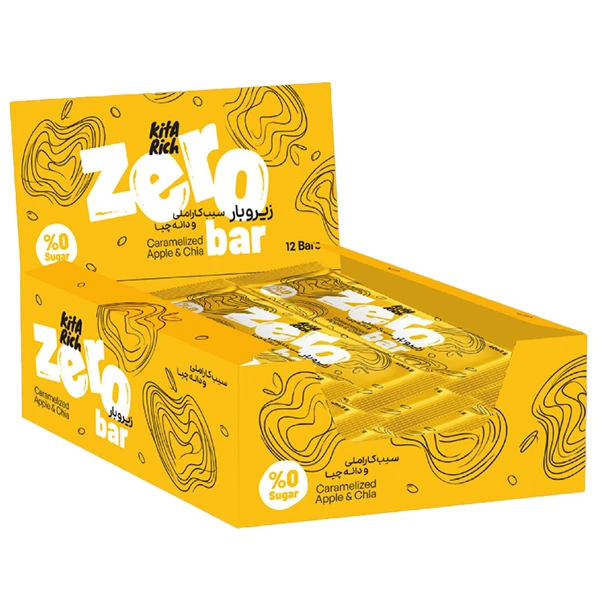 زیرو بار بدون شکر سیب کاراملی و دانه چیا کیتاریچ - 40 گرم بسته 12 عددی