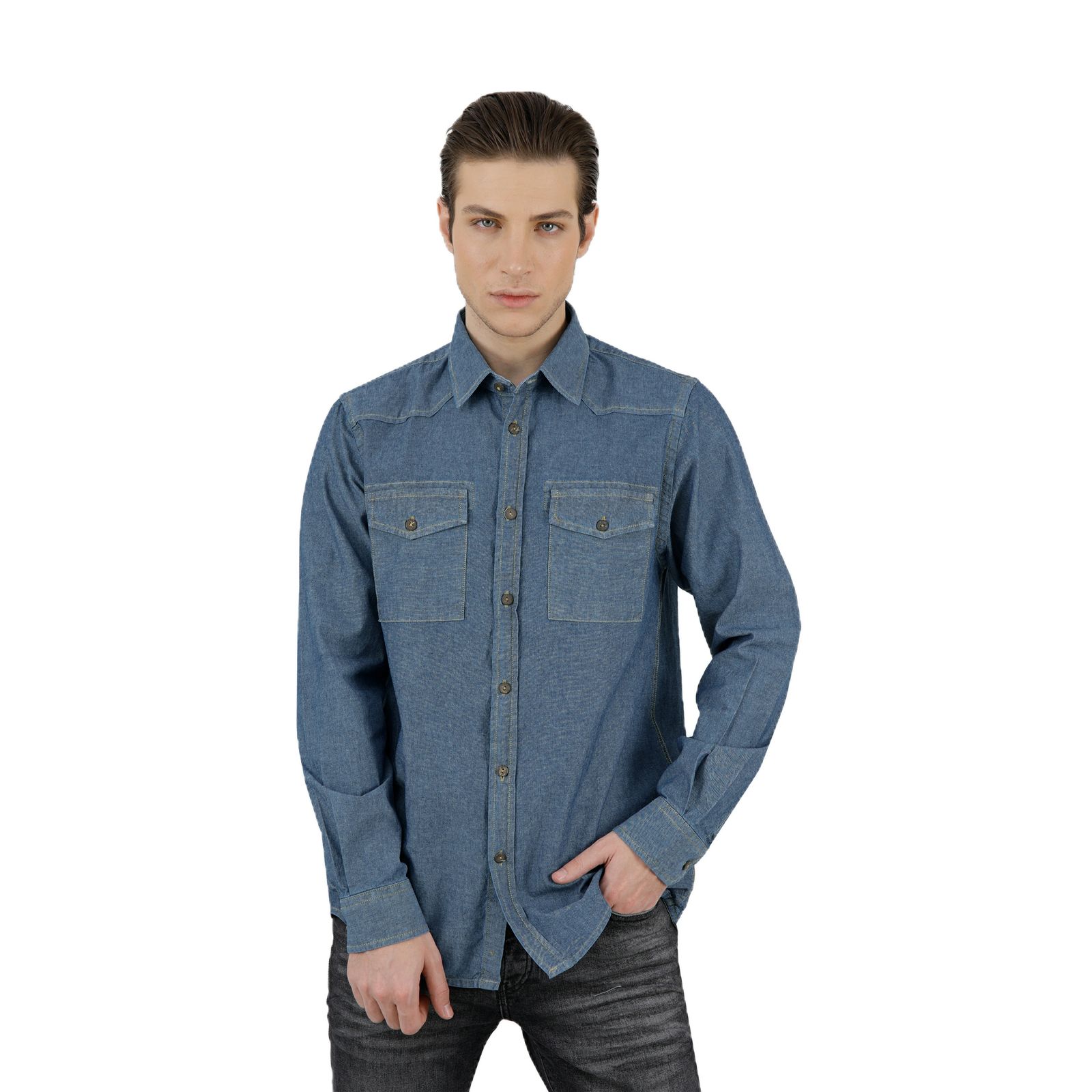 پیراهن آستین بلند مردانه پاتن جامه مدل جین 102121020260098 -  - 1