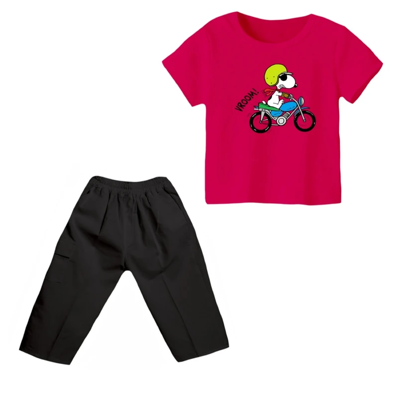 ست تی شرت و شلوارک پسرانه مدل اسنوپی کد ۷۵