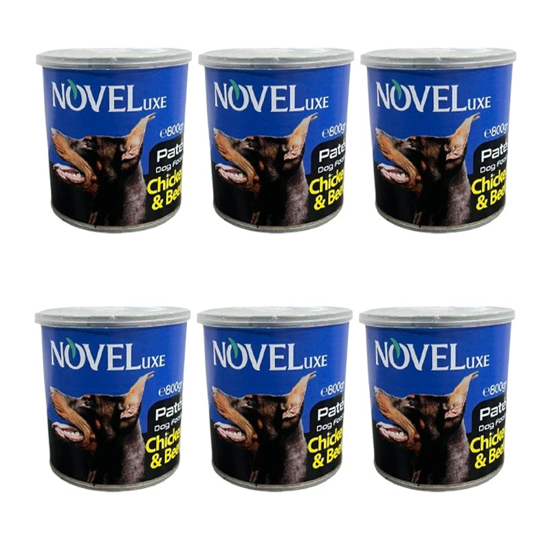کنسرو سگ نوول لوکس مدل Chicken Beef وزن 800 گرم بسته 6 عددی