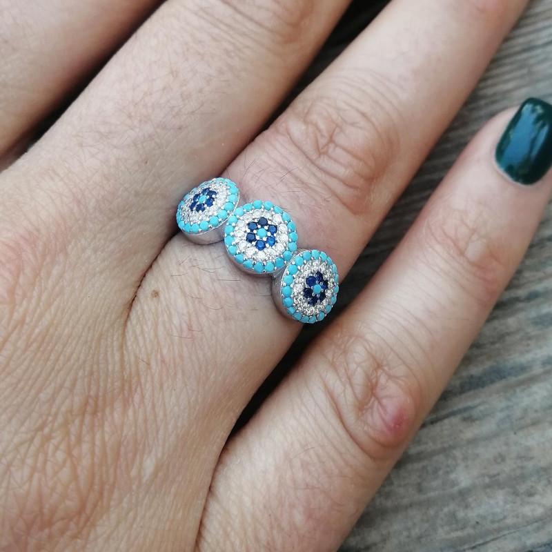 انگشتر نقره زنانه مدل حلقه چشم نظر کد RS2036