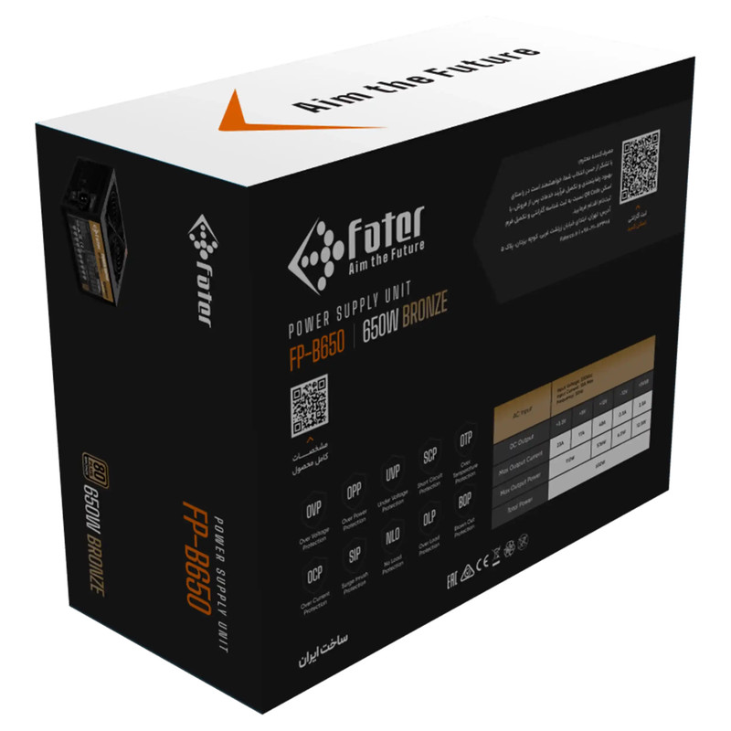 منبع تغذیه کامپیوتر 650 وات فاطر مدل FP-B650 80+ Bronze 650W