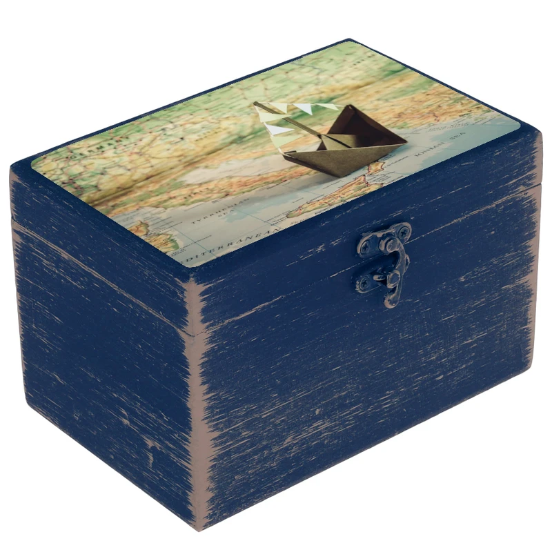 جعبه هدیه دست‌ساز مدل هنری طرح نقشه کهن کد WB039