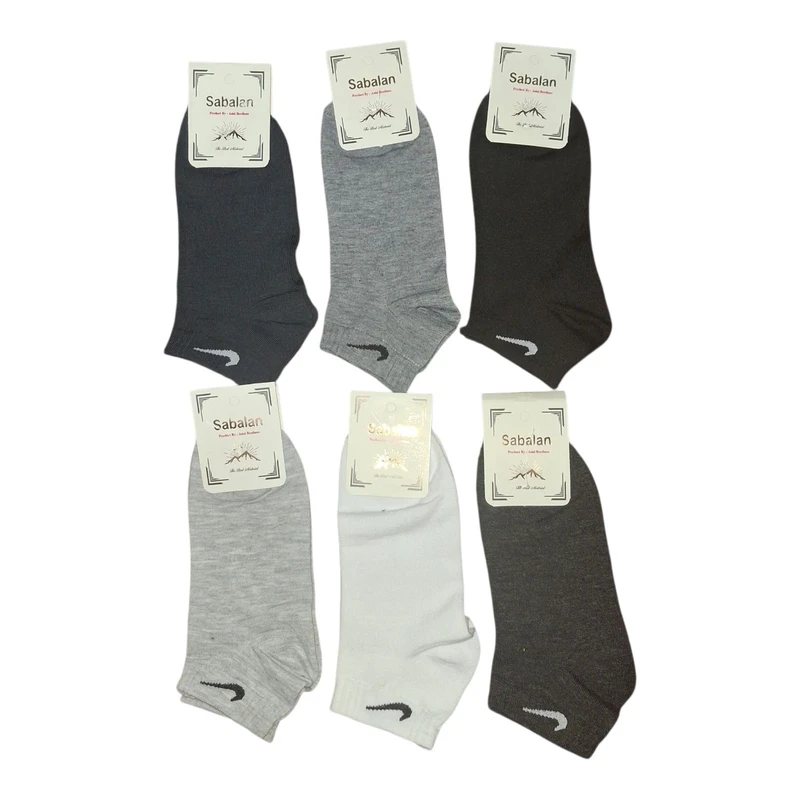 جوراب ساق کوتاه مردانه طرح ساده مدل نخی بسته 6 عددی 