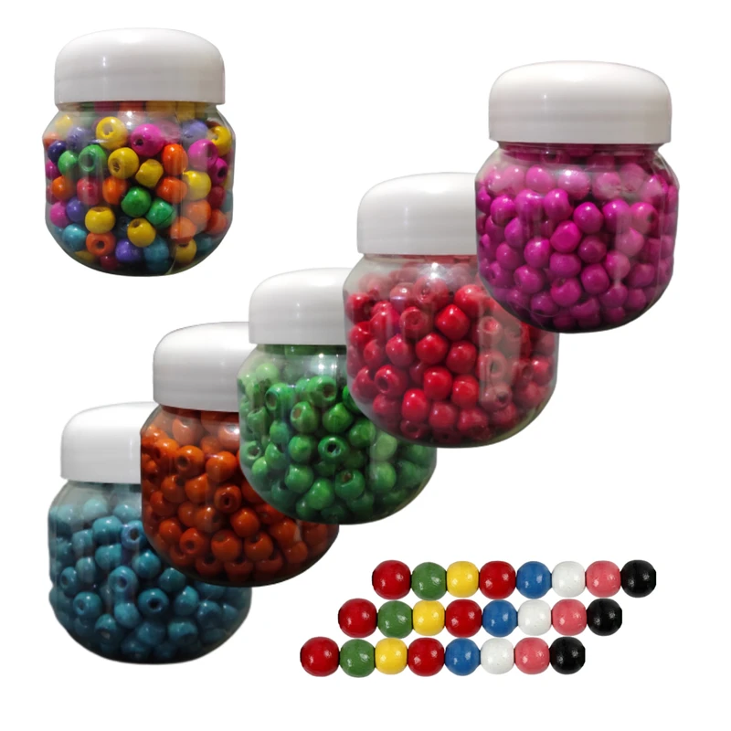 عکس شماره 10 : مهره دستبند مدل چوبی رنگی بسته 200 عددی