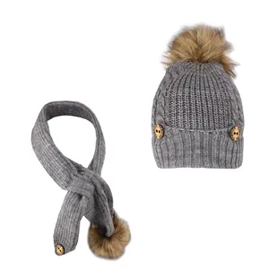 ست کلاه و شال گردن بافتنی بچگانه مدل LXE_23