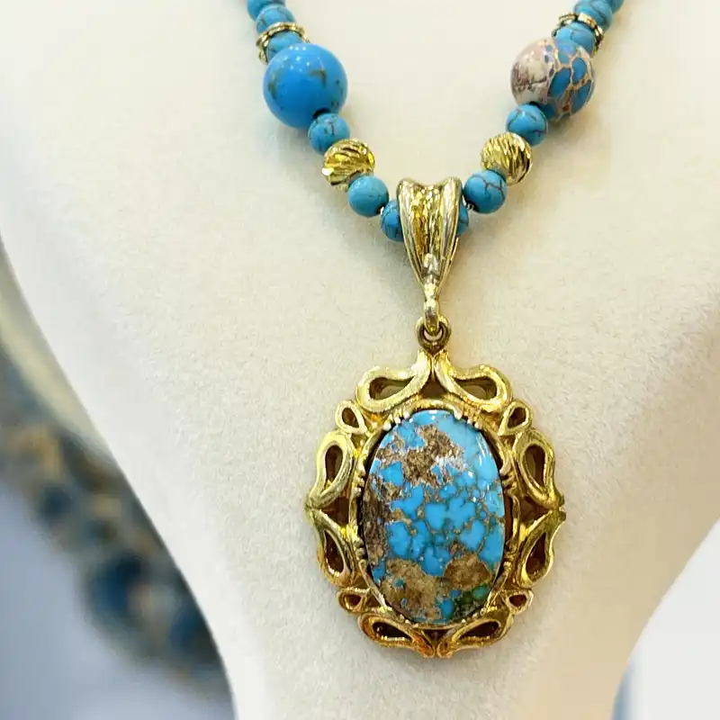 نیم ست نقره زنانه مدل دستساز فیروزه نیشابوری کد 1