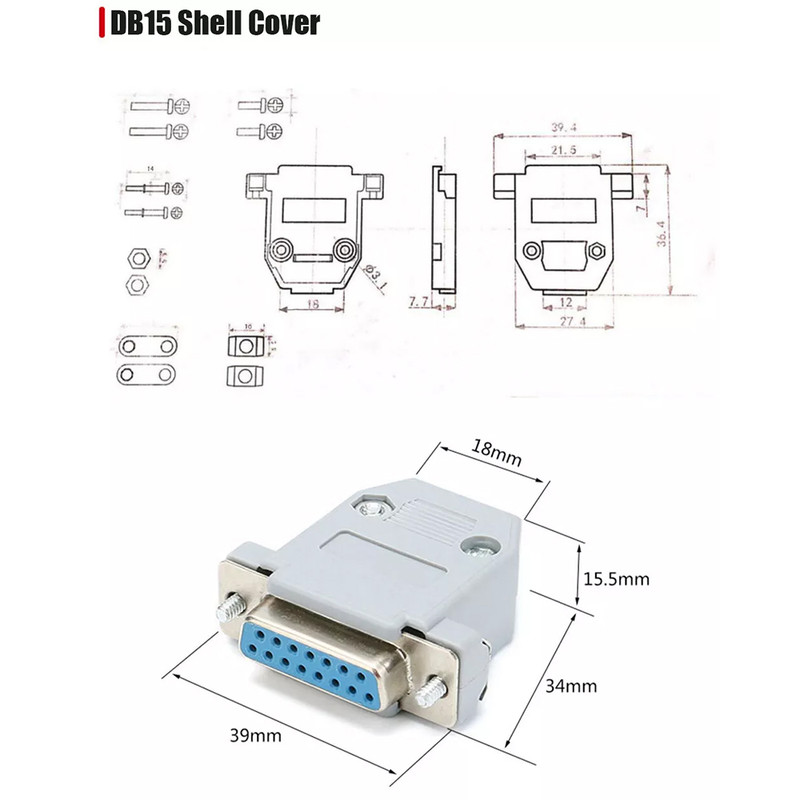 کانکتور سریال مادگی 15 پین مدل DB15-2.Row بسته 2 عددی