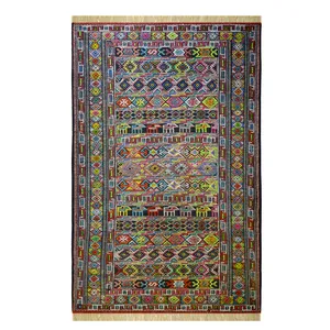 گلیم دستبافت دو و نیم متری مدل ترکمن کد 5061