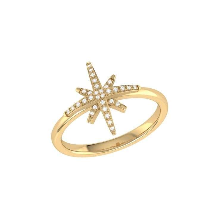  انگشتر طلا 18 عیار زنانه قیراط طرح ستاره کد GH6121