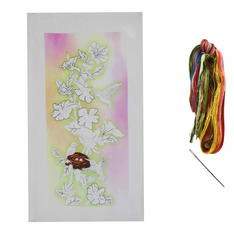 بسته گلدوزی نمونه مدل گل و بلبل کد 40 مجموعه 3 عددی