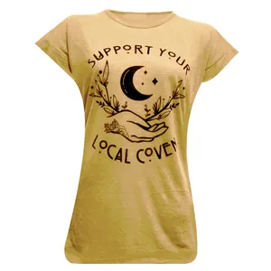 تی شرت آستین کوتاه زنانه مدل  دست و ماه و ستاره کد tm-1944 رنگ کرم