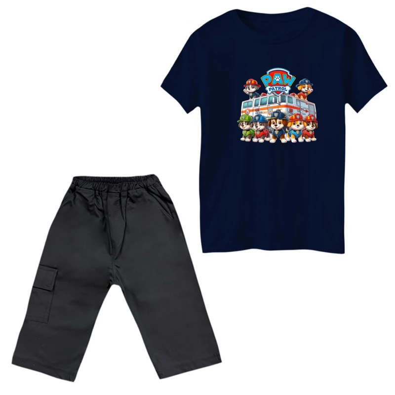 ست تی‌شرت و شلوارک پسرانه مدل سگ نگهبان کد 1