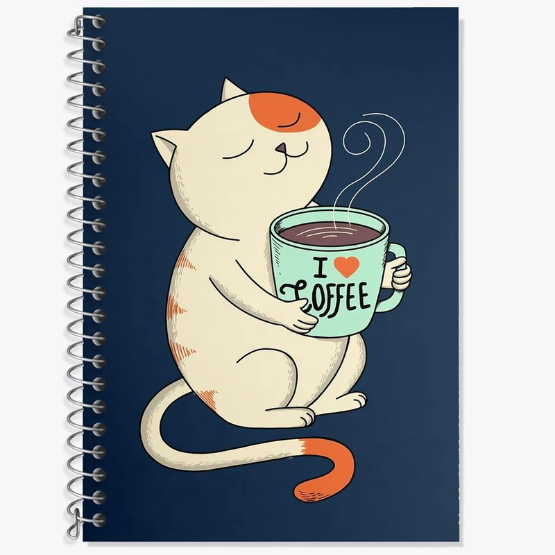 دفتر زبان 50 برگ خندالو مدل سه خط طرح قهوه Coffee کد 22005