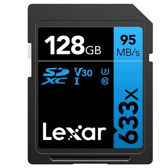 کارت حافظه SDXC لکسار مدل 633X کلاس 10 استاندارد UHS-I U3 سرعت 95MBps  V30 ظرفیت 128 گیگابایت
