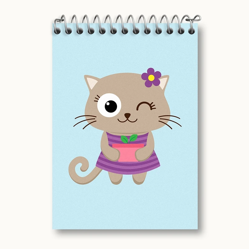 دفتر یادداشت 50 برگ خندالو مدل گربه و گل کد N1057