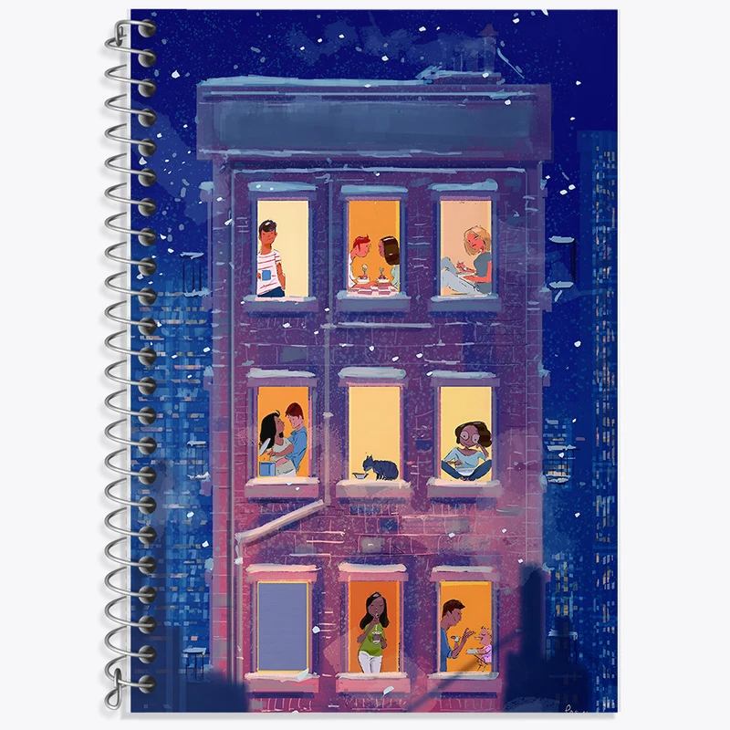 دفتر زبان 50 برگ خندالو مدل دو خط طرح آپارتمان کد F7370