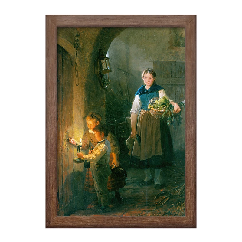 تابلو خندالو طرح نقاشی خدمتکار آشپزخانه با کودکان اثر فلیکس شلزینگر کد F12310