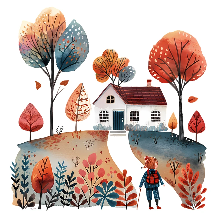 استیکر پارچه و لباس پاد آفرین مدل خانه روستایی کد S2643