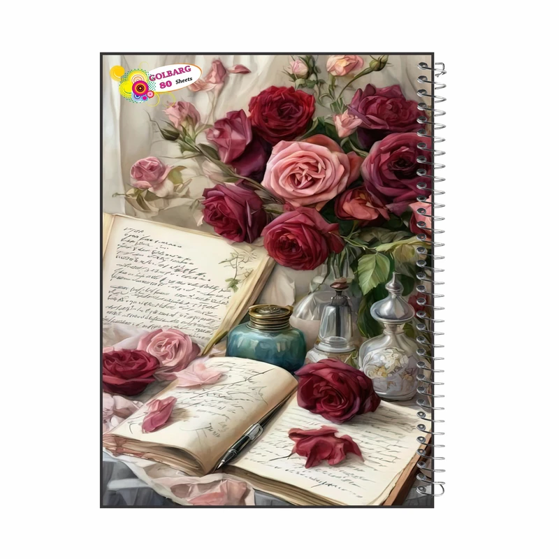 دفتر مشق 80 برگ گلبرگ مدل دبیرستانی کد 5412
