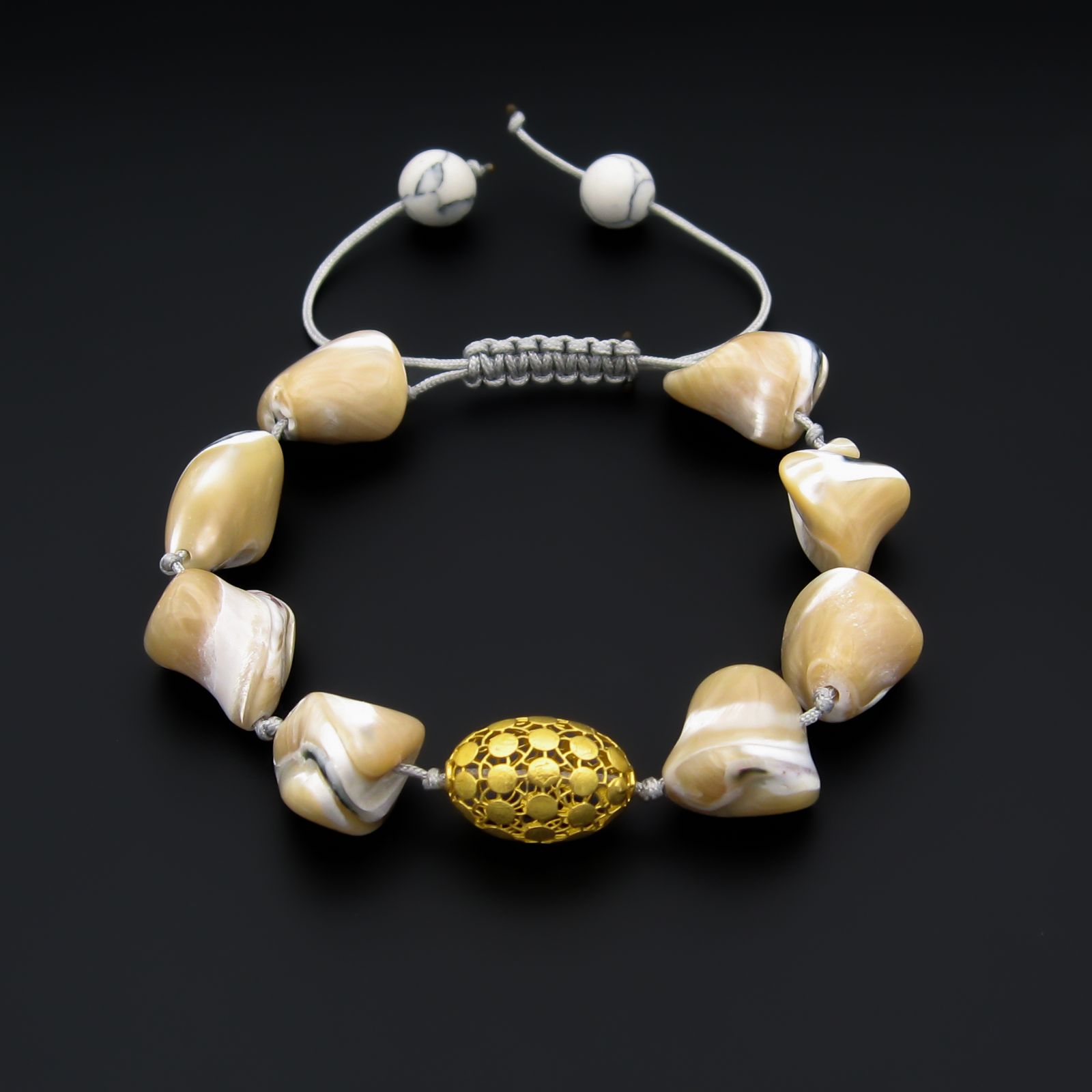 دستبند طلا 18 عیار زنانه کاپانی مدل صدفی کد kb020 -  - 7