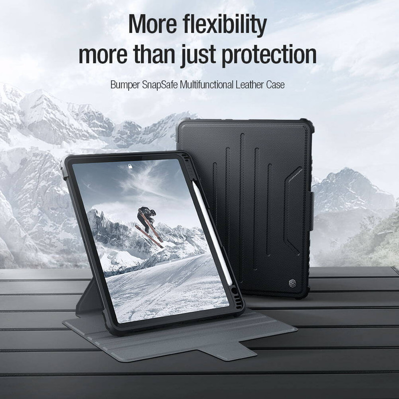 کیف کلاسوری نیلکین مدل Camshield Bumper SnapSafe مناسب برای تبلت اپل iPad Air 13 2025 / iPad Air 13 2024 / iPad Pro 12.9 2022 / 2021 / 2020